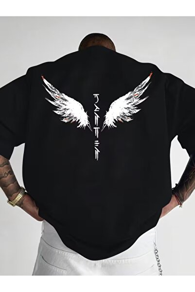 PAVRO Unisex Άνετο T-shirt με μικτό σχέδιο και στάμπα
