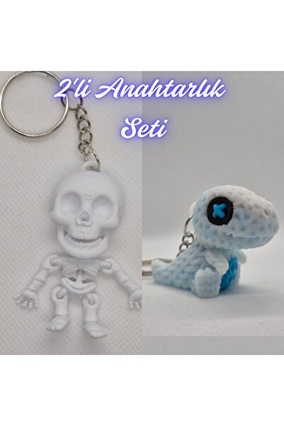 3DAtölyeMaker White Flexible Dolphin and White Knitted Pattern Moving Dino Ke...