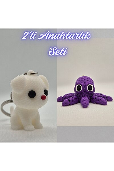 3DAtölyeMaker White Knitted Patterned Dog and Purple Knitted Pattern Octopus ...