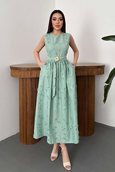 Maxi modena Mint 3D Brode Detailed Dress