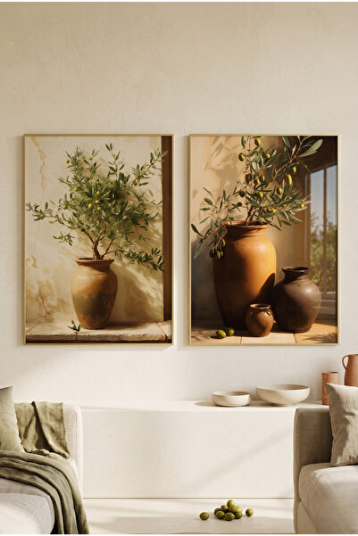 sayetablo Roots of Olive Zeytin - Gerçek Cama Baskı Gold Alüminyum Metal Çerç...
