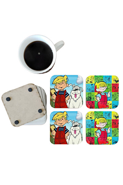 Ghostbastır Dennis Decorative Wooden Coaster Set 084