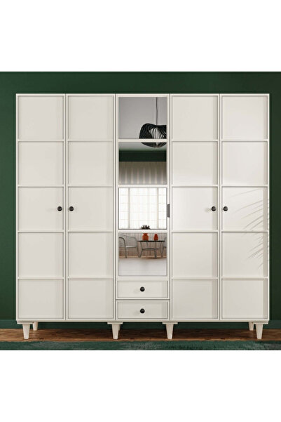 miracool Zambak 5 Kapaklı Gardrop / 5 Kapılı Dolap / Komple MDF / Modern Tasarım