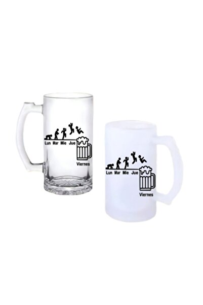Ghostbastır Days of the Week Beer Glass with Handle, Frosted or Transparent O...