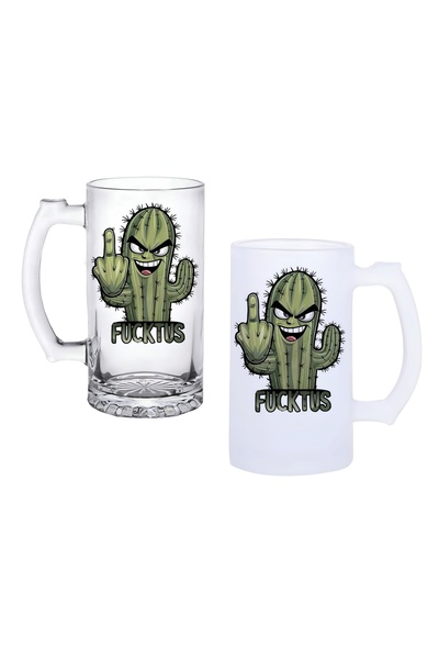 Ghostbastır Fun Cactus Handle Beer Glass with Frosted or Transparent Options 060