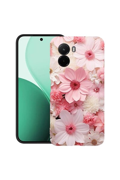 bestcase Υπέρλεπτη Θήκη TPU Συμβατή με Poco M7, με σχέδιο ροζ και λευκές μαργ...