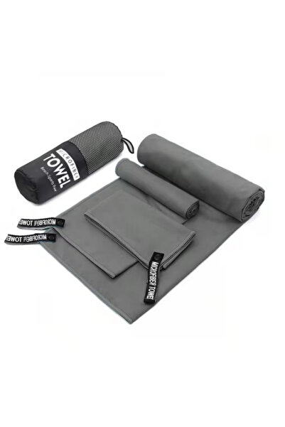 Choice21 38x38 40x80 80x180cm dark grey 3PCS Quick Dry Beach Towel, Microfibe...