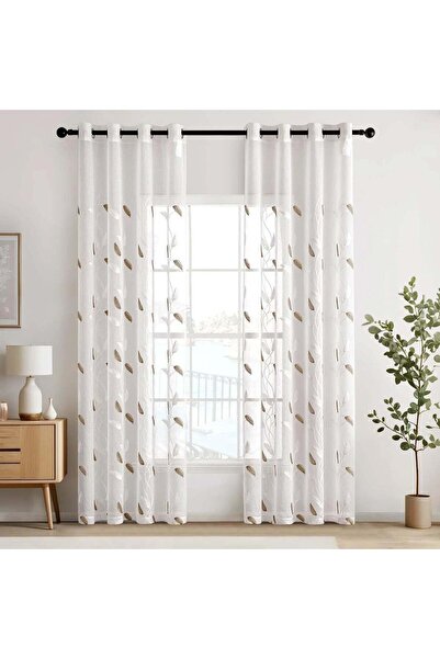 EMEMA Voile curtain for living room with fixing rings