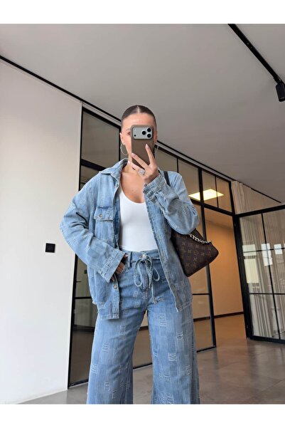 BB Bensu Buyruk SET DE BLUZĂ ȘI PANTALONI DIN DENIM TENCEL CU MODEL