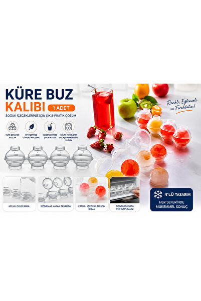 FBZhome 4'lü Küre Buz Kalıbı 5 cm Çapında Buz Küresi Kalıbı Buz Topu
