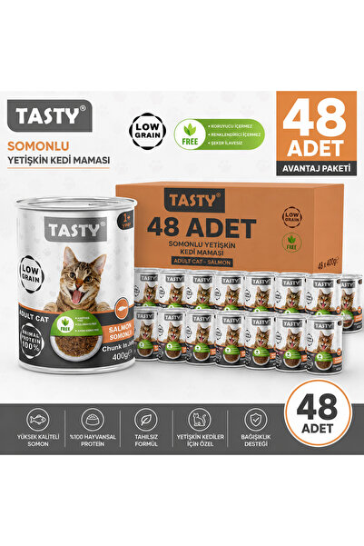 Tasty Chunk In Jelly Somonlu Yetişkin Kedi Maması Konserve 400 Gr X 48 ADET