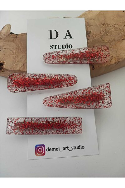 Demet Art Studio Reçineye Hayat Veriyoruz Epoxy Colored 4-Piece Steel Clip Ha...