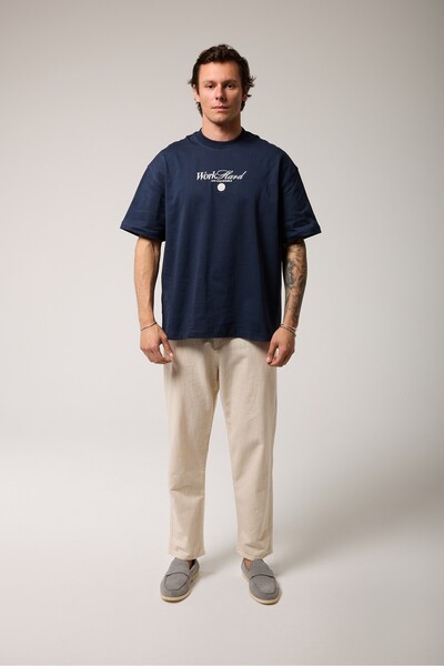 2512 Clothing بنطلون كتان عادي ذو ملمس مميز