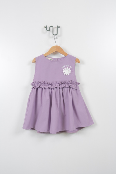 Jikko Baby Kız Çocuk Kolsuz Papatyalı Bel Fırfırlı Elbise 3721