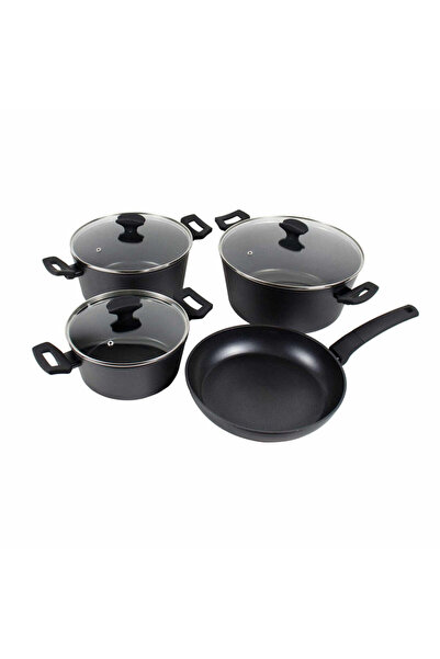FOXMAG24 Set de aluminiu din 7 piese cu strat antiaderent, 3 oale, tigaie și ...