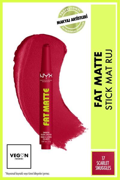 NYX Professional Makeup Fat Matte Nemlendirme Etkili Mat Ruj - 17 Scarlet Snu...