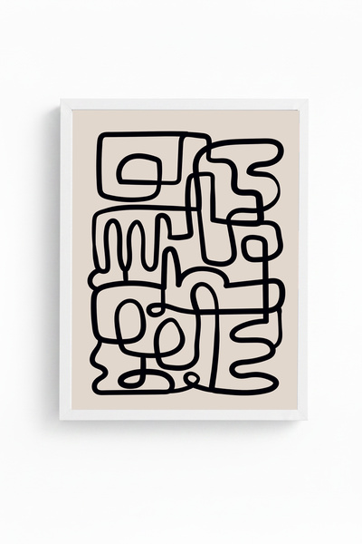 huhuli White Wooden Framed Minimal Linear Patterned Painting - Pastel |   Huh...