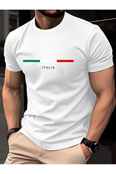 PAVRO Unisex Άνετο T-shirt με μικτό σχέδιο και στάμπα