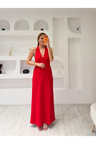 Trendingsize Modal Textured Halter Neck and Waist Tie Dress