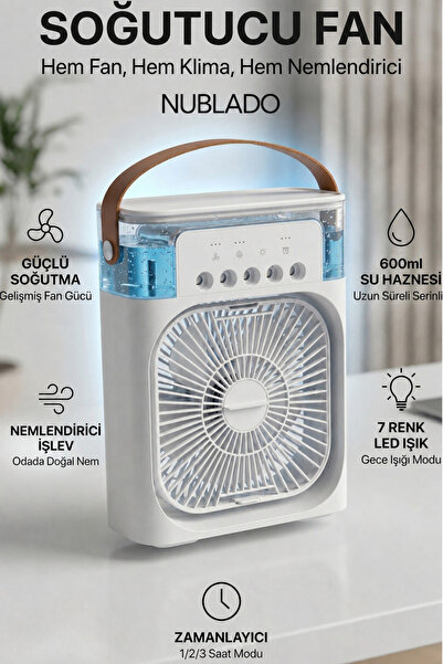NUBLADO 600 ml Su Tanklı Buharlı Serinletici Fan Taşınabilir Mini Klima Fanı ...