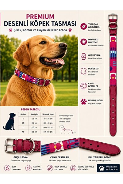 DESENLİ PREMIUM YUMUŞAK DOKU KÖPEK TASMA