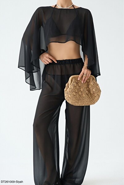 Lupies Women's Pant-Blouse Transparent Pareo Set