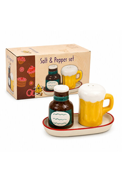 OEM Set Solniță și Piperniță Ceramică – Halbă și Sticlă de Bere
