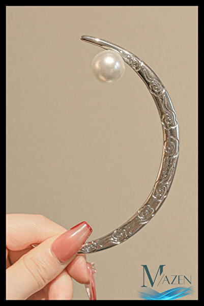 MAZEN Pearl Moon Model Metal Hair Stick |   Topuz Tokası |   Embroidered Hair...