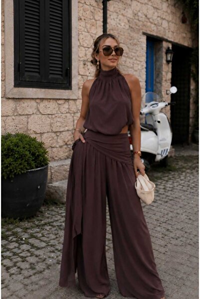 QİMYA BUTİK Buketli̇ Women's Gathered Collar Elastic Waist Blouse & Extra Att...