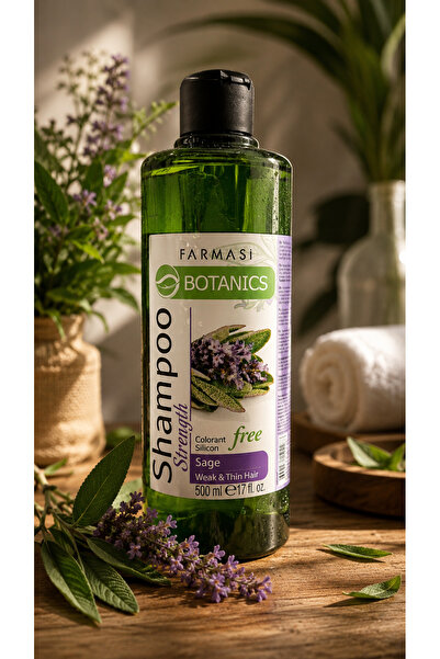 Farmasi Botanics Sage Extract Shampoo 500 ml for Thin and Weak Hair Silicone-...