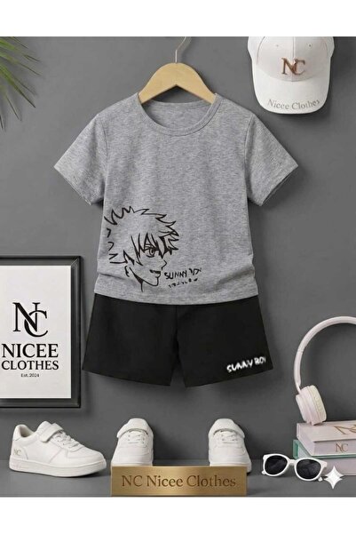 NC Nicee Clothes LETNJA DEČJA MAJICA I KRATKE HLAČE UNISEKS (CRNI VEŠTINSKI T...