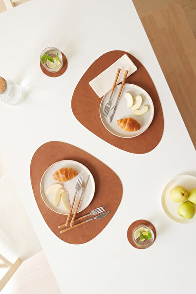 Homewave Home Wave 2-Piece Tan/Grey Color Faux Leather American Service Set
