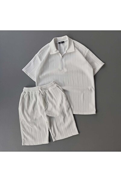 viperkombin Men's Report T-Shirt and Shorts 2-Piece Set Wide Cut Tok Structur...
