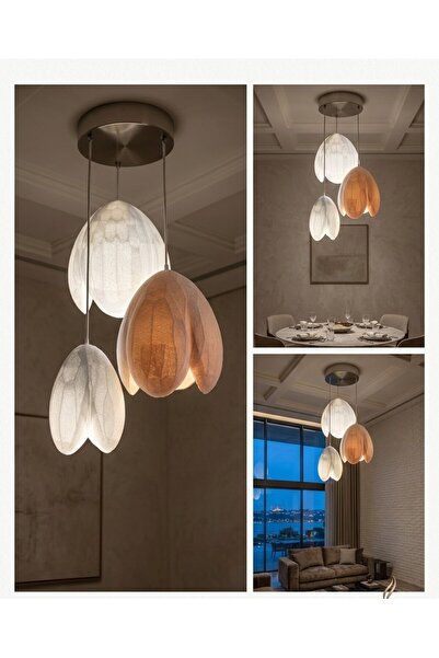 ALLHEDİYECİLİK Modern LED Salon Avizesi Dekoratif Lüks Avize Siyah / Gold