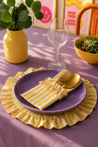 Mirilliahome 6-Piece Cotton Linen American Service Set and 6-Piece Spoon Hold...
