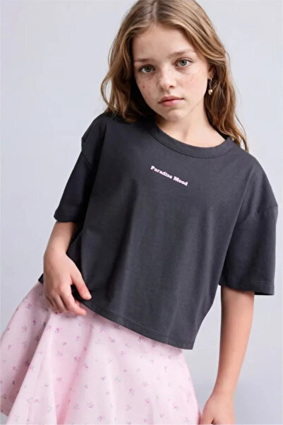 DeFacto 100% Cotton Crew Neck Printed Short Sleeve Printed T-Shirt Girls H725...