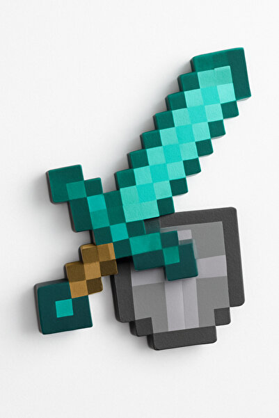 GAME SHOT Minecraft Diamond Kılıç Mini Duvar Kalkan Seti 3D Baskı