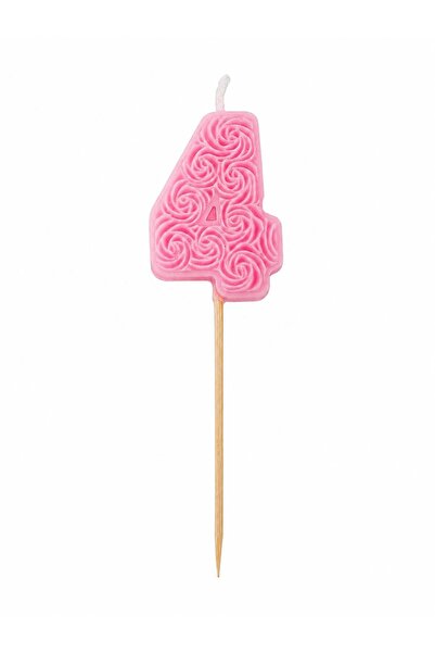 OEM Cake candle, Number 4, Pink, Handmade, Elegant model, with stick, 13 cm