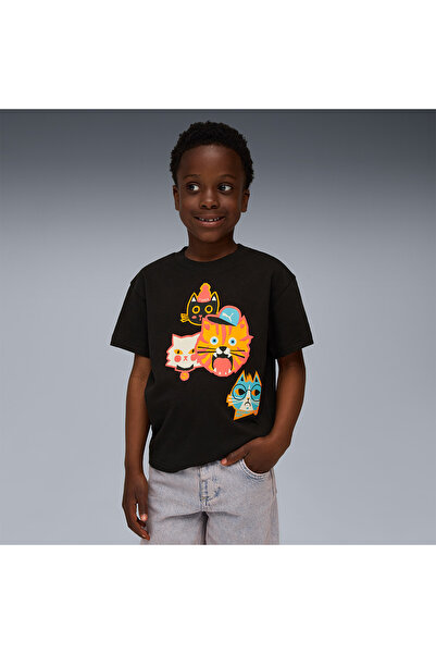 Puma Tricou negru pentru copii Moody Cat Graphic II