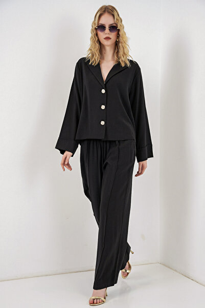 Merterium Women's Jacket and Pants Two-Piece Set - Black 1405