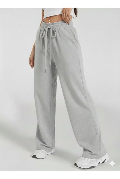 CANDERO Women's 2-Piece Sweatpants - Black - Gray - Oversize Comfortable Casual Daily Sweatpants with Adjustable Waist and Washable Fabric