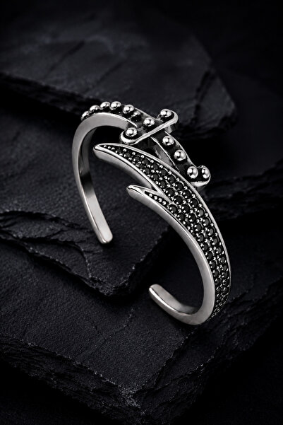 İyyaKee Men's and Women's Black Stone Steel Bracelet with Zircon Detail, Mode...