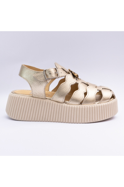 VAGAM Women 'Sandals Made of Genuine Leather , Gold