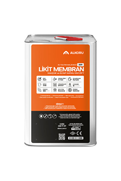 ALKORU 15 KG Zer Sıvı Zift Likit Membran Kauçuk ve Elyaf Katkılı Su Yalıtım M...