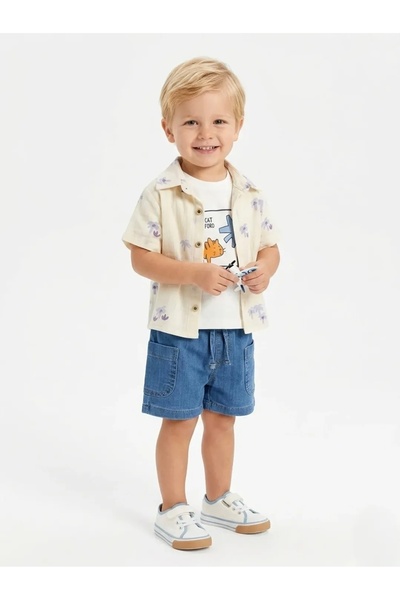 Tuffy Kids Erkek Çocuk 3'lü Takım (Gömlek-Tişört- Şort)