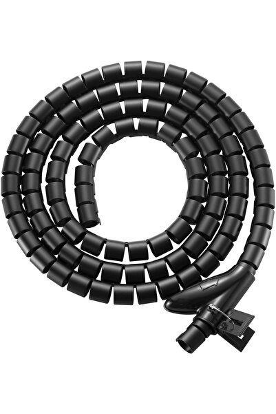 EQUIP Spiral-Kabelschlauch +Untertischmontage 2.50m schwarz Polybeutel