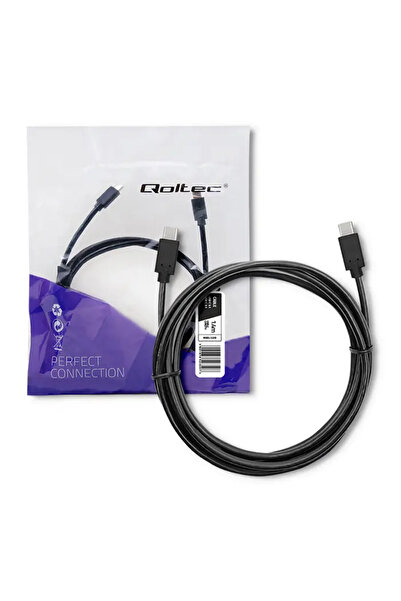 Qoltec 52350 Kabel USB 3.1 typ C mƒôski USB 3.1 typ C mƒôski 1.4m Czarny