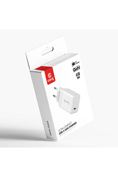 Crong Încărcător de rețea ultra compact GaN USB-C 45W PD 3.0 cu PPS (negru)