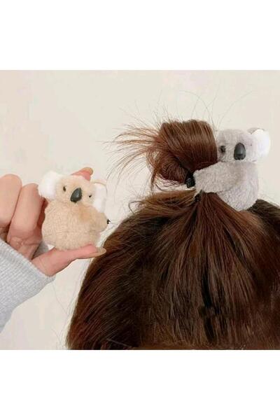 REBORN DESIGN Gray Color Kuala Figured Furry Plush Hair Clip / Bag-Office-Car...