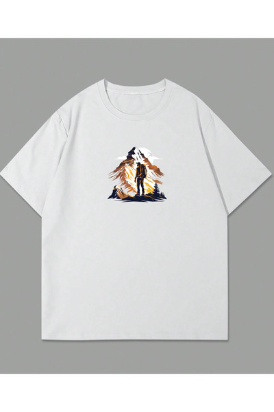SUNFREE Mountain Mountain Printed Oversize Basic Short Sleeve Men's Tshirt